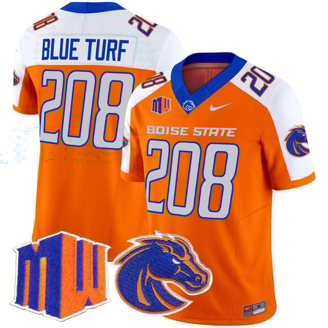 Men's Boise State Broncos 2025 Vapor Limited Jersey ORANGE ALTERNATE#208 BLUE TURF