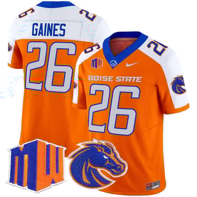 Men's Boise State Broncos 2025 Vapor Limited Jersey ORANGE ALTERNATE#26 SIRE GAINES