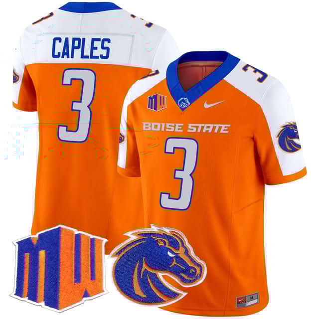 Men's Boise State Broncos 2025 Vapor Limited Jersey ORANGE ALTERNATE#3 LATRELL CAPLES