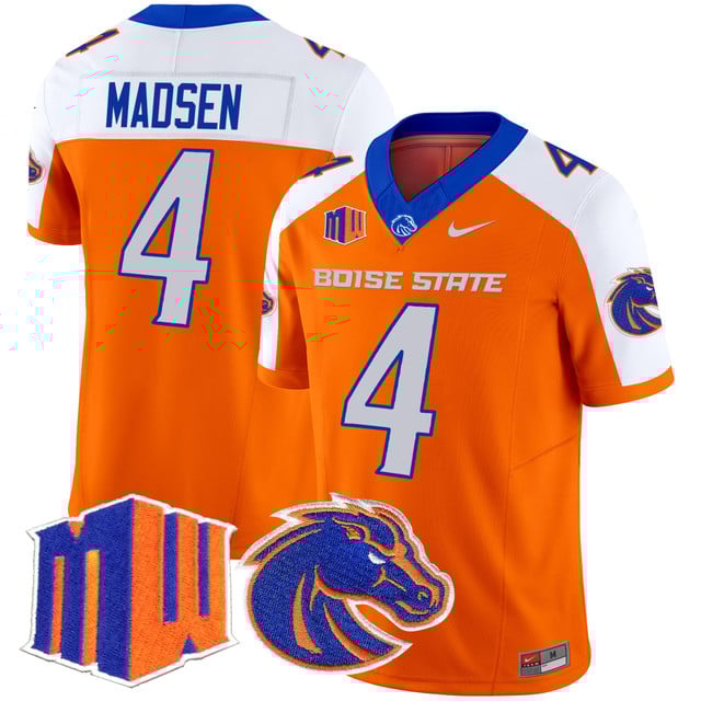 Men's Boise State Broncos 2025 Vapor Limited Jersey ORANGE ALTERNATE#4 MADDUX MADSEN