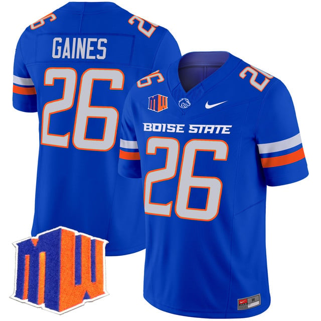 Men's Boise State Broncos 2025 Vapor Limited Jersey ROYAL#26 SIRE GAINES