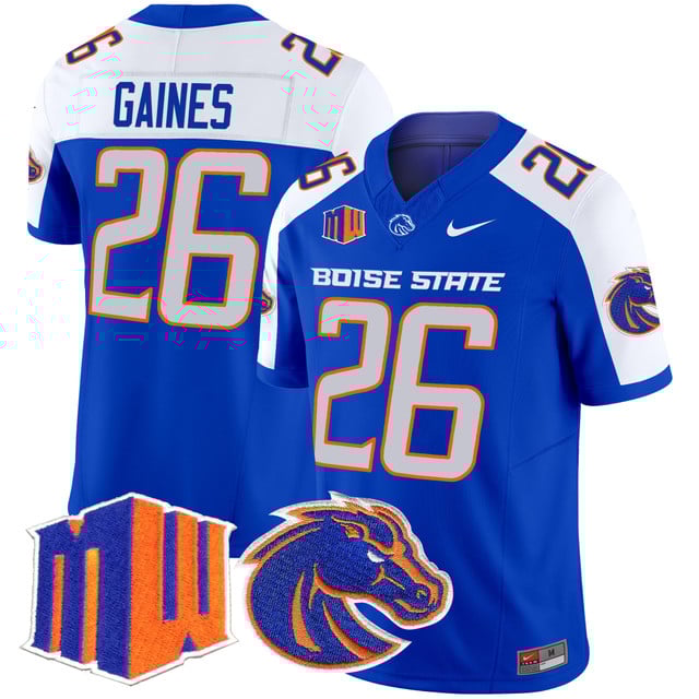 Men's Boise State Broncos 2025 Vapor Limited Jersey ROYAL ALTERNATE#26 SIRE GAINES