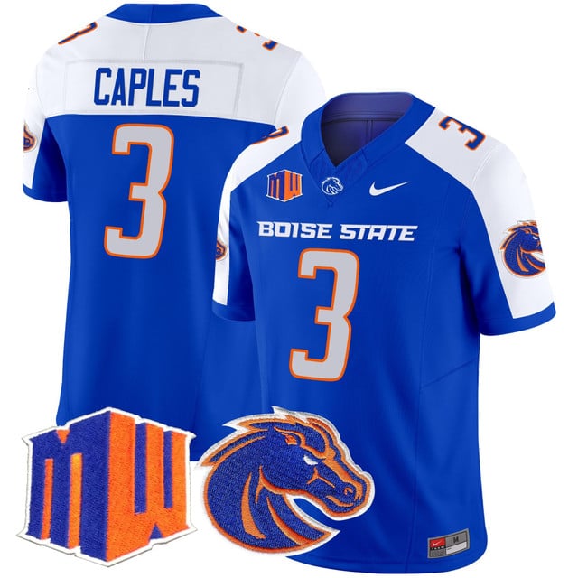 Men's Boise State Broncos 2025 Vapor Limited Jersey ROYAL ALTERNATE#3 LATRELL CAPLES