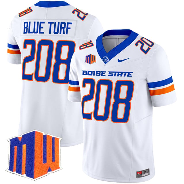 Men's Boise State Broncos 2025 Vapor Limited Jersey WHITE#208 BLUE TURF