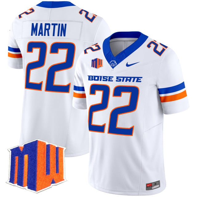 Men's Boise State Broncos 2025 Vapor Limited Jersey WHITE#22 DOUG MARTIN