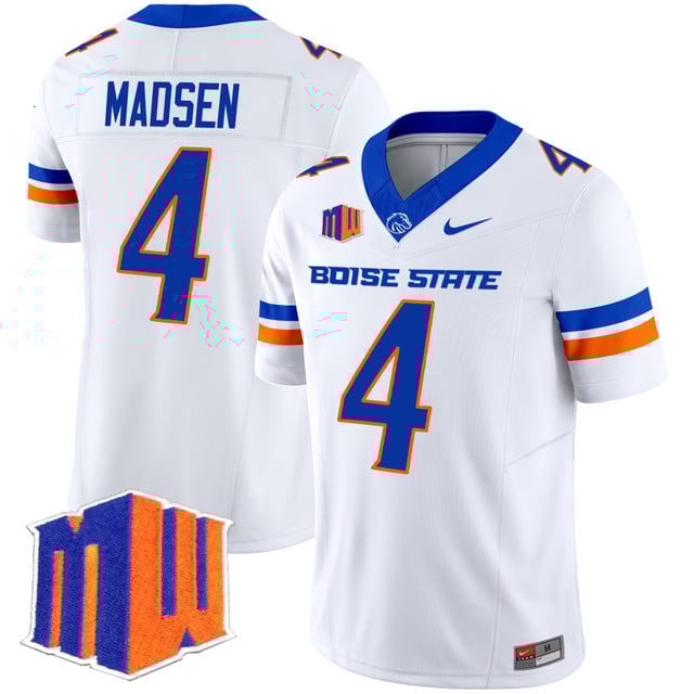 Men's Boise State Broncos 2025 Vapor Limited Jersey WHITE#4 MADDUX MADSEN