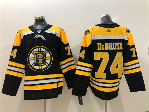 Men's Boston Bruin #74 Jake DeBrusk adidas Home Black Stitched Jersey