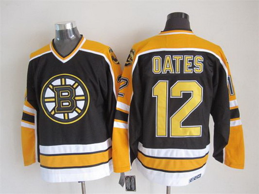 Men's Boston Bruins #12 Adam Oates 1996-97 Black CCM Vintage Throwback Stitched Jersey