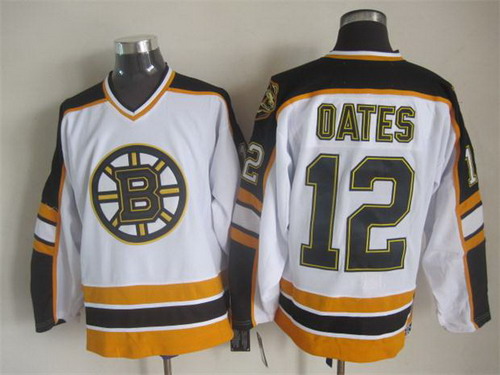 Men's Boston Bruins #12 Adam Oates 1996 White CCM Vintage Throwback Stitched Jersey