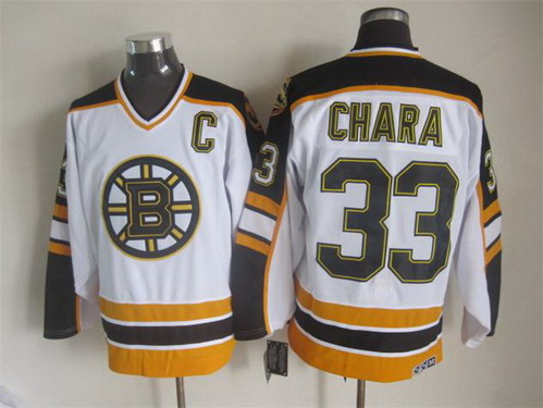 Men's Boston Bruins #33 Zdeno Chara 1996-97 White CCM Vintage Throwback Stitched Jersey