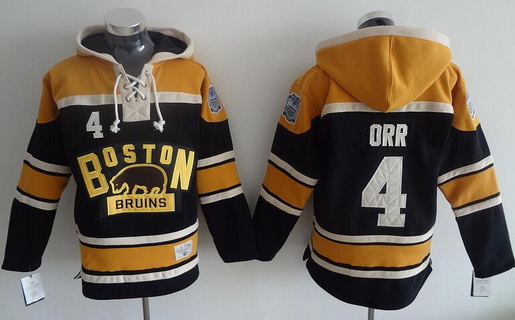 Men's Boston Bruins #4 Bobby Orr Old Time Hockey 2016 Winter Classic Black Hoodie Stitched