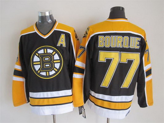 Men's Boston Bruins #77 Ray Bourque 1996-97 Black CCM Vintage Throwback Stitched Jersey
