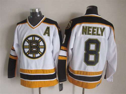 Men's Boston Bruins #8 Cam Neely 1996-97 White CCM Vintage Throwback Jersey Stitched