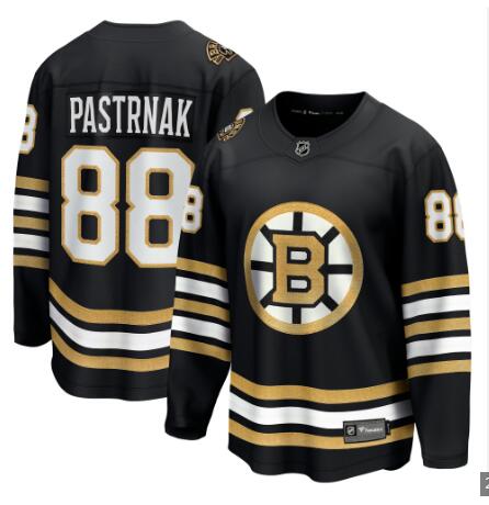 Men's Boston Bruins David Pastrnak Fanatics Black 100th Anniversary Premier Breakaway Player Jersey