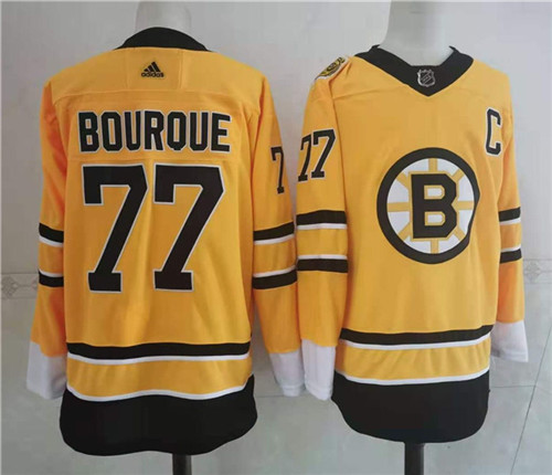 Men's Boston Bruins Retired Player #77 Ray Bourque Yellow 2021 adidas NHL REVERSE RETRO Stitched JERSEYS