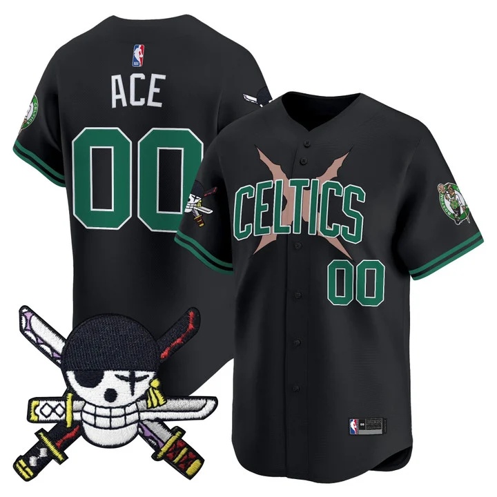 Men's Boston Celtics x One Piece Patch Vapor Baseball Jersey #00 Ace