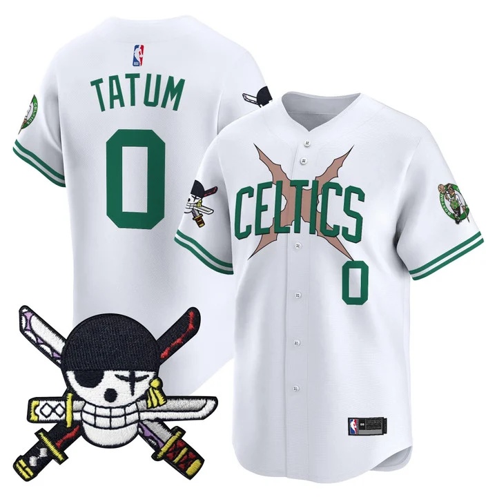 Men's Boston Celtics x One Piece Patch Vapor Baseball Jersey white #0 Jayson Tatum