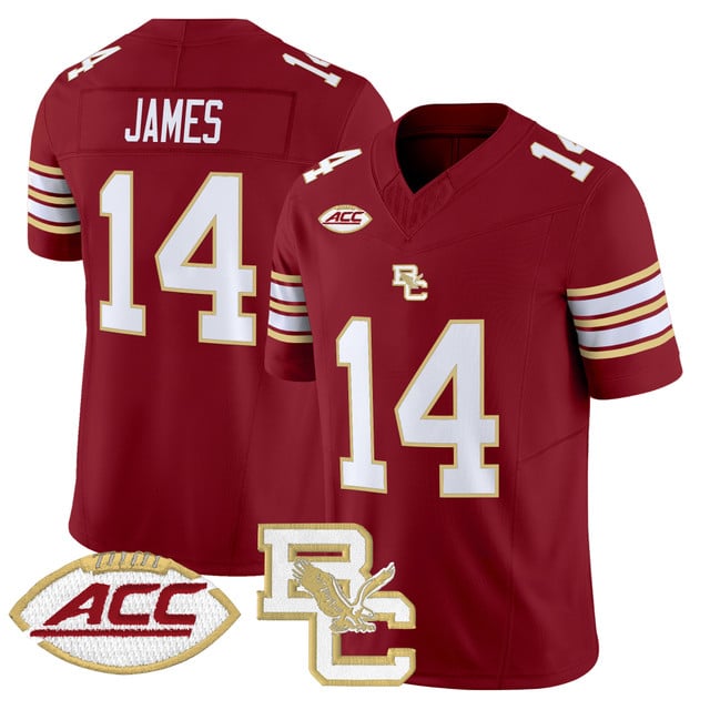 Men's Boston College Eagles 2025 Vapor Limited Jersey MAROON#14 GRAYSON JAMES