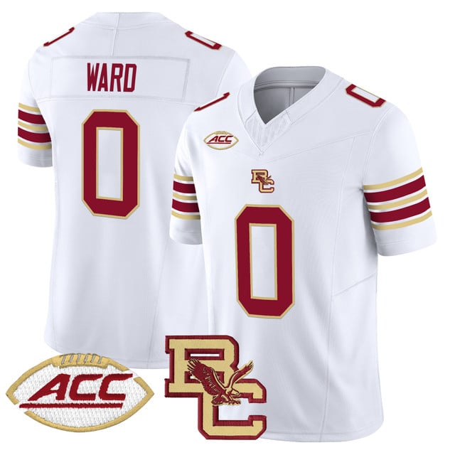 Men's Boston College Eagles 2025 Vapor Limited Jersey WHITE#0 TRESHAUN WARD