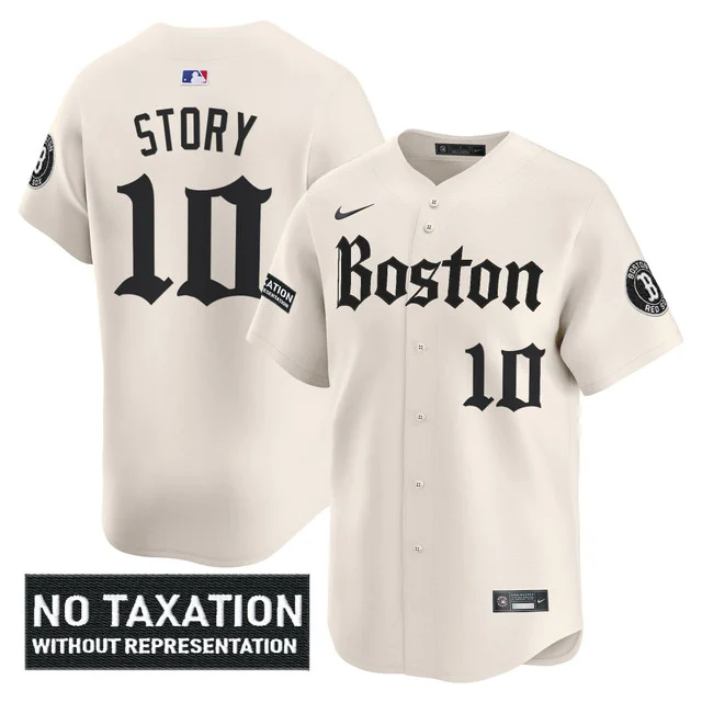 Men's Boston Red Sox 'Retro Newspaper Edition' Vapor Premier Limited Jersey CREAM #10 TREVOR STORY.webp