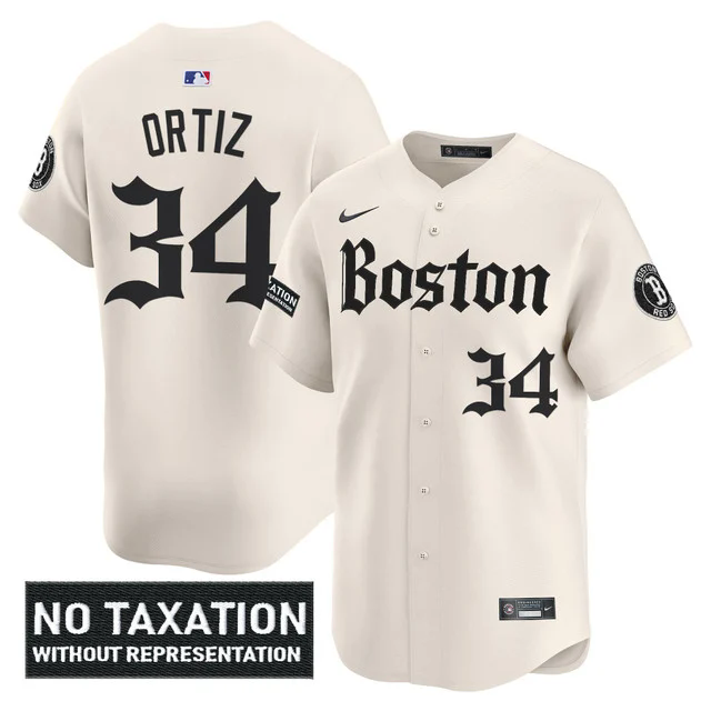 Men's Boston Red Sox 'Retro Newspaper Edition' Vapor Premier Limited Jersey CREAM #34 DAVID ORTIZ.webp