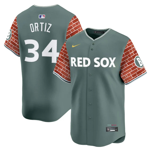Men's Boston Red Sox 2025 Fenway Red Brick Style Vapor Premier Limited Jersey #34 DAVID ORTIZ.webp