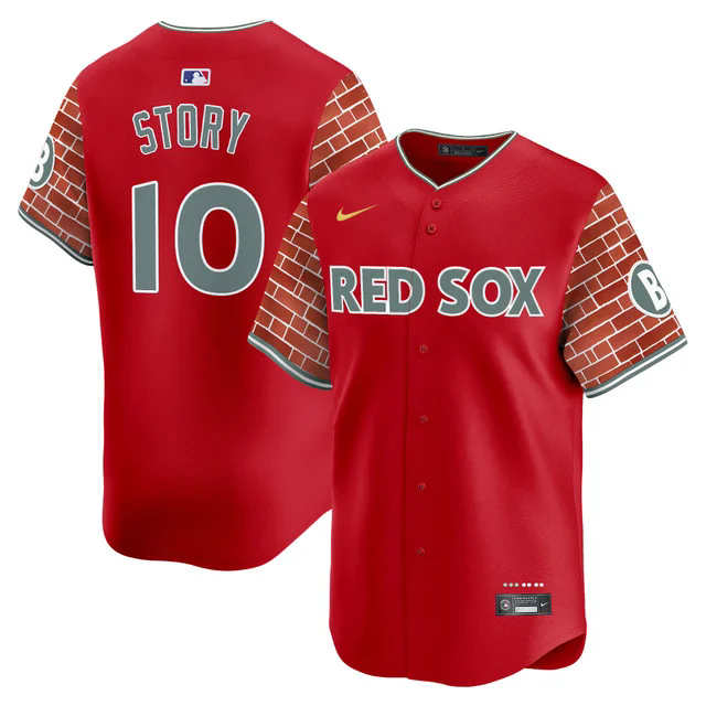 Men's Boston Red Sox 2025 Fenway Red Brick Style Vapor Premier Limited Jersey RED #10 TREVOR STORY.webp