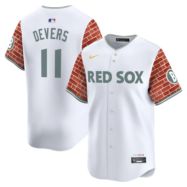 Men's Boston Red Sox 2025 Fenway Red Brick Style Vapor Premier Limited Jersey WHITE #11 RAFAEL DEVERS.webp