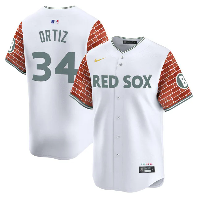 Men's Boston Red Sox 2025 Fenway Red Brick Style Vapor Premier Limited Jersey WHITE #34 DAVID ORTIZ.webp