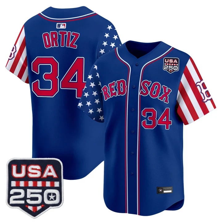 Men's Boston Red Sox America 250 Edition Vapor Premier Limited Jersey ROYAL #34 DAVID ORTIZ