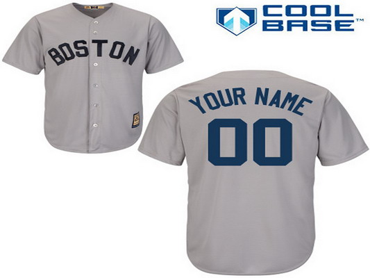 Men's Boston Red Sox Cool Base Personalized Gray Road Cooperstown Jersey