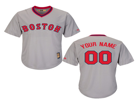 Men's Boston Red Sox Customized 2014 Gray Pullover Cooperstown Jersey