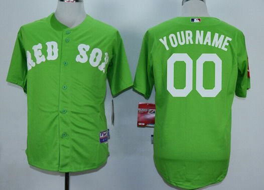 Men's Boston Red Sox Customized Green MLB Cool Base Jersey
