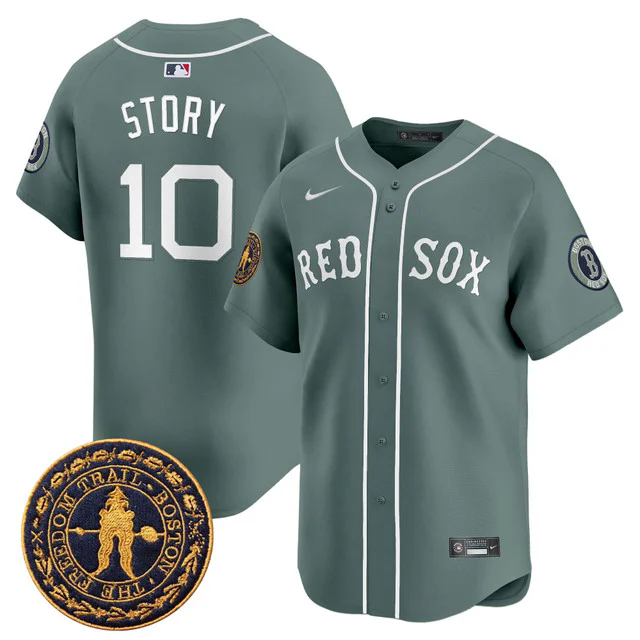 Men's Boston Red Sox Freedom Trail Patch Vapor Premier Limited Jersey #10 TREVOR STORY.webp