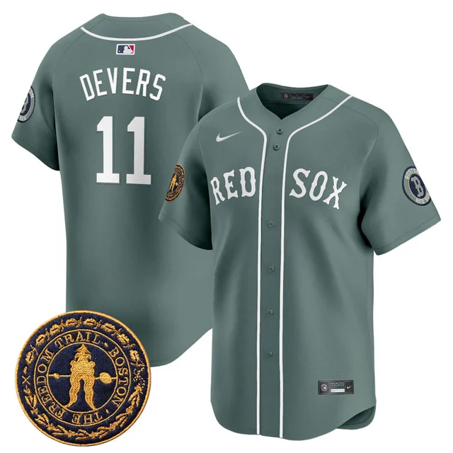 Men's Boston Red Sox Freedom Trail Patch Vapor Premier Limited Jersey #11 RAFAEL DEVERS.webp
