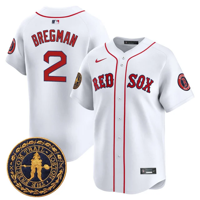 Men's Boston Red Sox Freedom Trail Patch Vapor Premier Limited Jersey #2 ALEX BREGMAN WHITE.webp