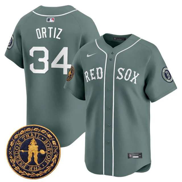 Men's Boston Red Sox Freedom Trail Patch Vapor Premier Limited Jersey #34 DAVID ORTIZ.webp