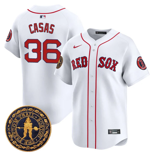 Men's Boston Red Sox Freedom Trail Patch Vapor Premier Limited Jersey #36 TRISTON CASAS WHITE.webp