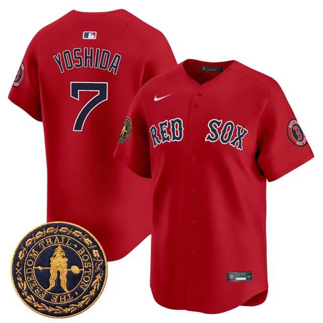 Men's Boston Red Sox Freedom Trail Patch Vapor Premier Limited Jersey #7 MASATAKA YOSHIDA RED.webp