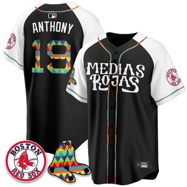 Men's Boston Red Sox Medias Rojas Limited Jersey - All Stitched black alternate #19 roman anthony