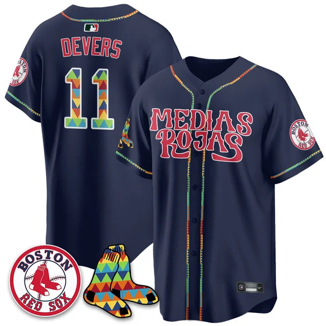 Men's Boston Red Sox Medias Rojas Limited Jersey - All Stitched navy #11 rafael devers