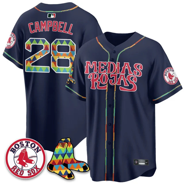 Men's Boston Red Sox Medias Rojas Limited Jersey - All Stitched navy #28 kristian campvell