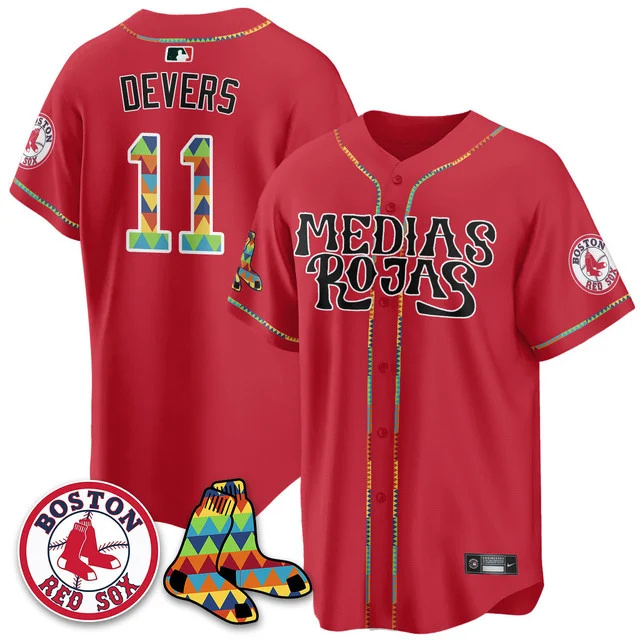 Men's Boston Red Sox Medias Rojas Limited Jersey - All Stitched red #11 rafael devers