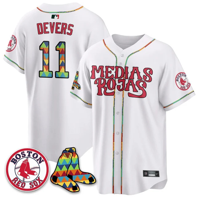 Men's Boston Red Sox Medias Rojas Limited Jersey - All Stitched white #11 rafael devers