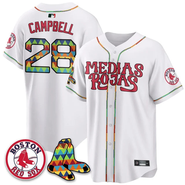 Men's Boston Red Sox Medias Rojas Limited Jersey - All Stitched white #28 kristian campvell