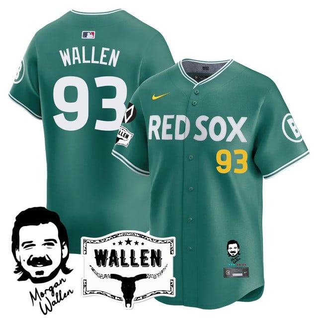 Men's Boston Red Sox Morgan Wallen 2025 Jersey - All Stitched City Connect Wallen #93- 93