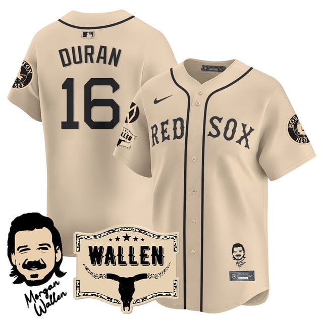 Men's Boston Red Sox Morgan Wallen 2025 Jersey - All Stitched Cream Limited Jarren Duran - 16