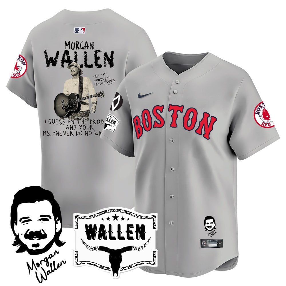 Men's Boston Red Sox Morgan Wallen 2025 Jersey - All Stitched Gray 2025 Tour