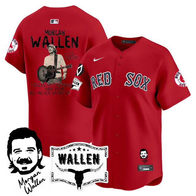 Men's Boston Red Sox Morgan Wallen 2025 Jersey - All Stitched Red 2025 Tour