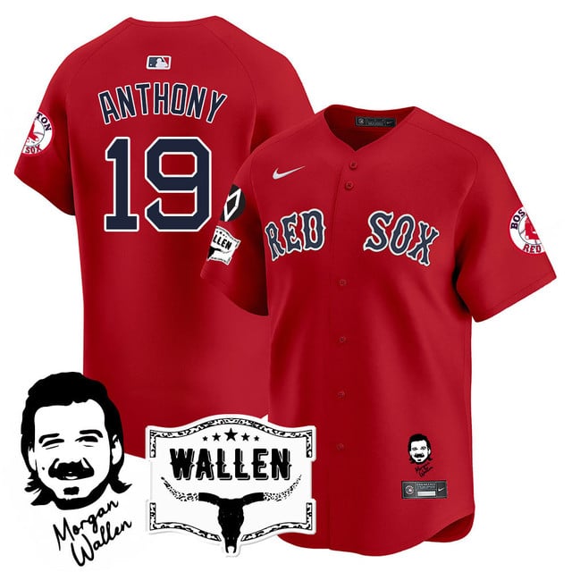 Men's Boston Red Sox Morgan Wallen 2025 Jersey - All Stitched Red Roman Anthony - 19